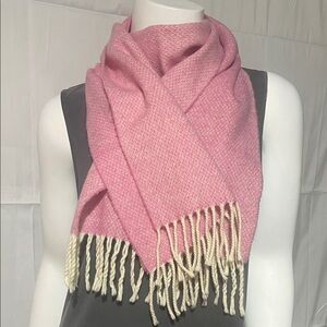 Pink Woven Scarf with Fringe